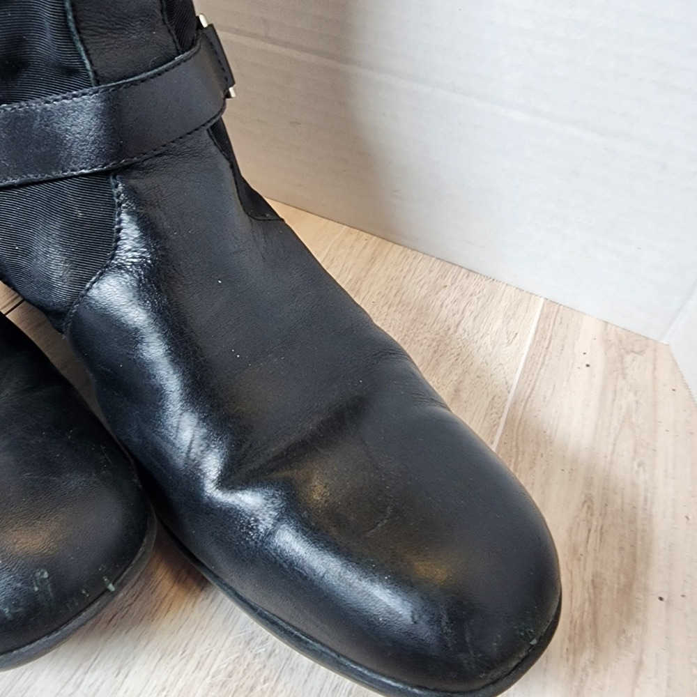 Etienne Aigner Boots Women's SIZE 6.5 Black Roping Riding Buckles Heel - Picture 7 of 16